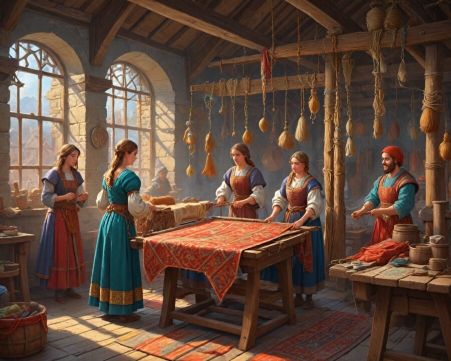 Como era a produção de tecidos de lã no período medieval